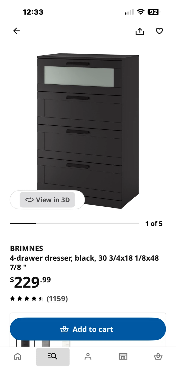 IKEA BRIMNES 4-drawer dresser, black