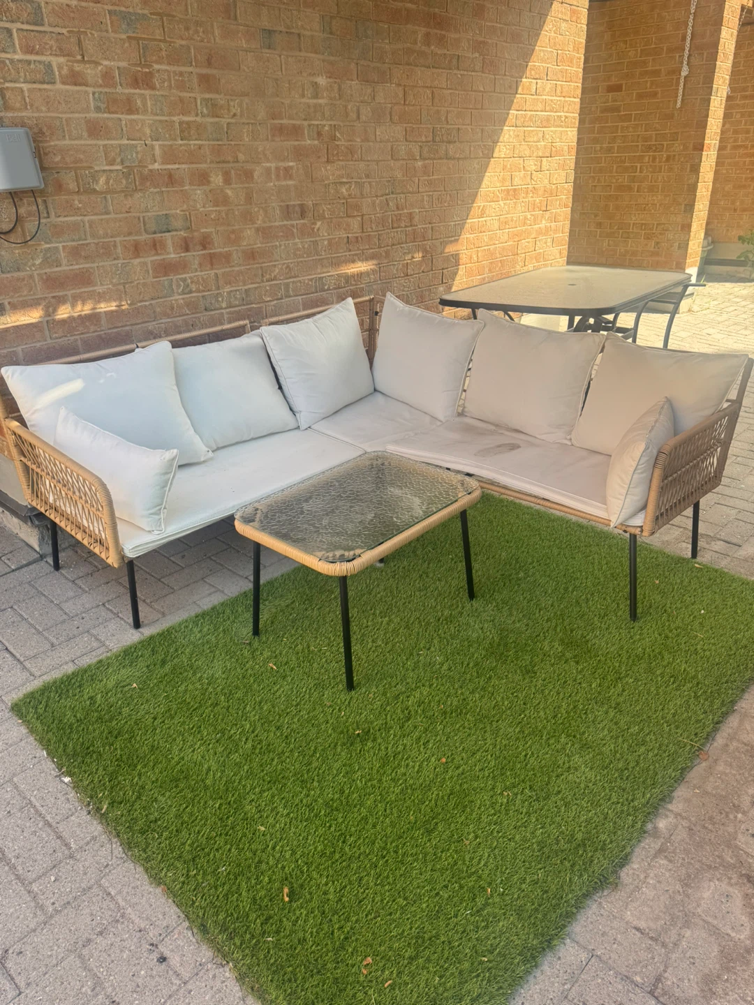 Patio Sectional Sofa with Coffee Table from wayfair