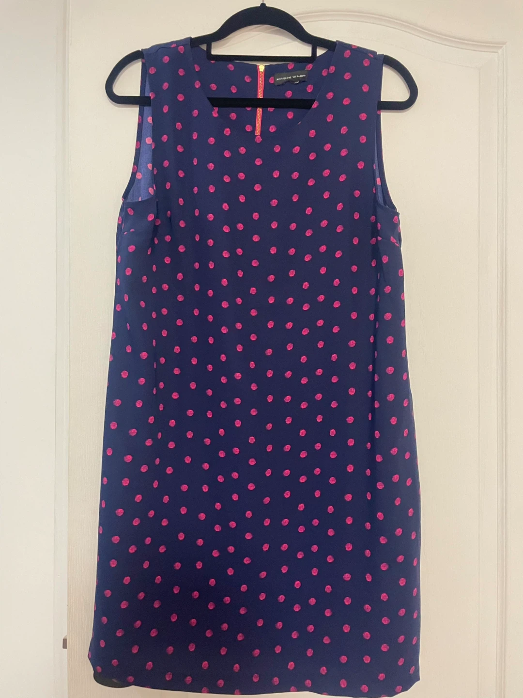 Adrienne Vittadini Blue Polka Dot Sleeveless Dress Size 10