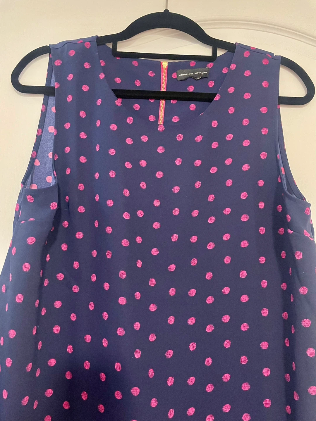 Adrienne Vittadini Blue Polka Dot Sleeveless Dress Size 10 - photo 3