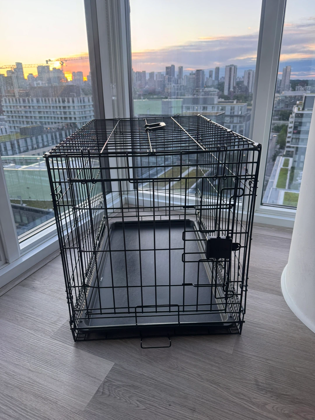 Black Metal Dog Crate with Tray - photo 3