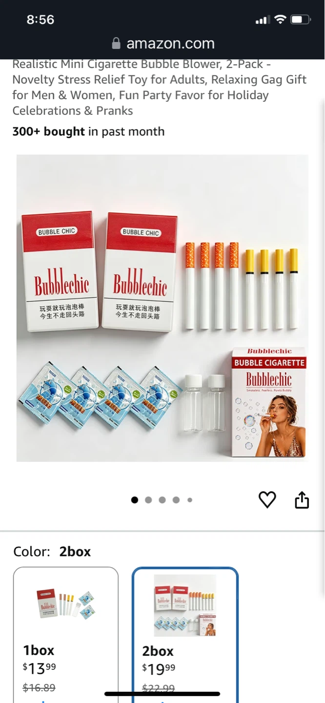 ⚽ Bubblechic Realistic Mini Cigarette Bubble Blower, 2-Pack - photo 2