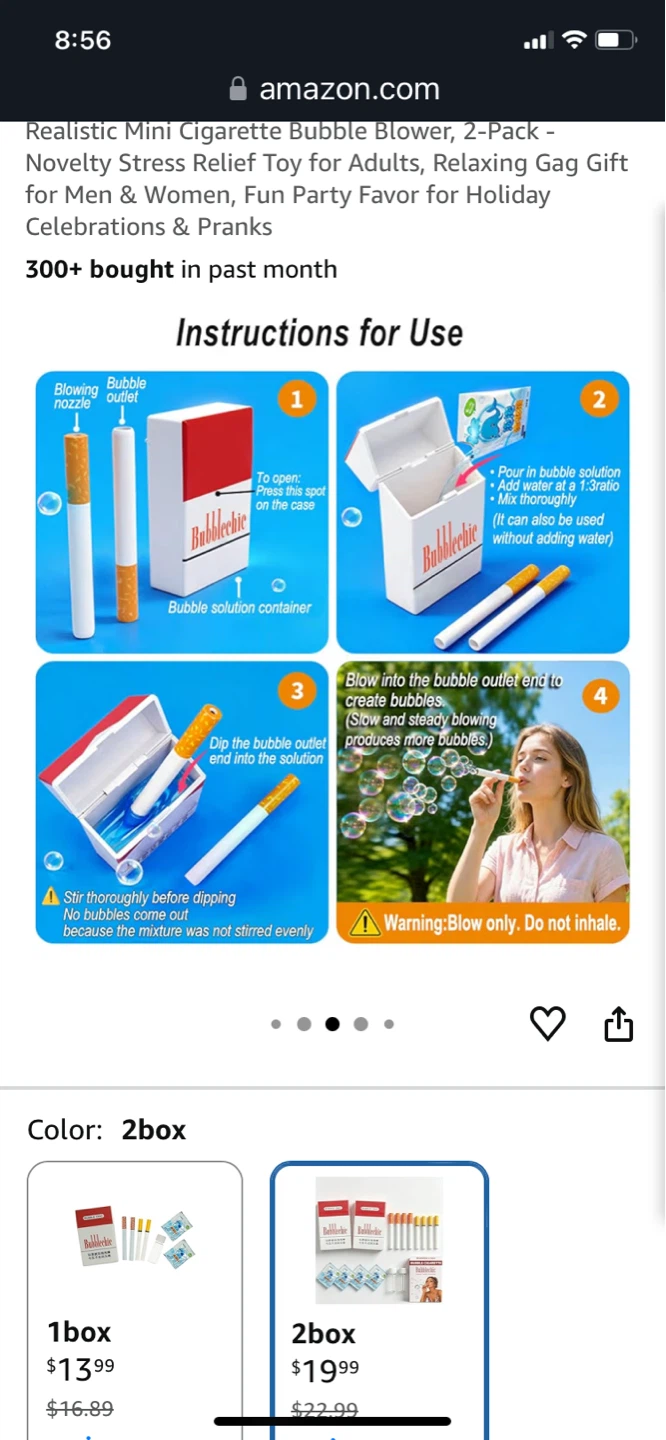 ⚽ Bubblechic Realistic Mini Cigarette Bubble Blower, 2-Pack - photo 3