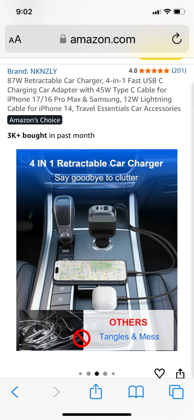 ⚽ NKNZLY 87W Retractable Car Charger - photo 5