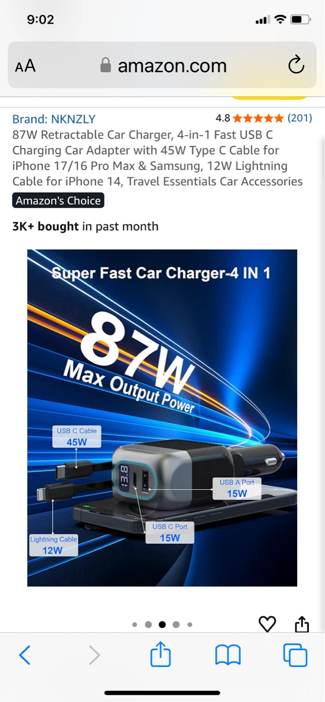 ⚽ NKNZLY 87W Retractable Car Charger - photo 3