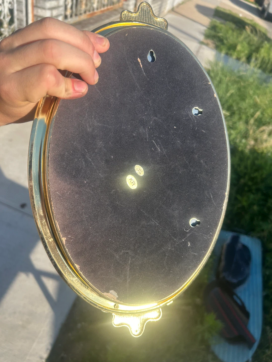 Vintage Gold Oval Mirror with Bow Accent - photo 2