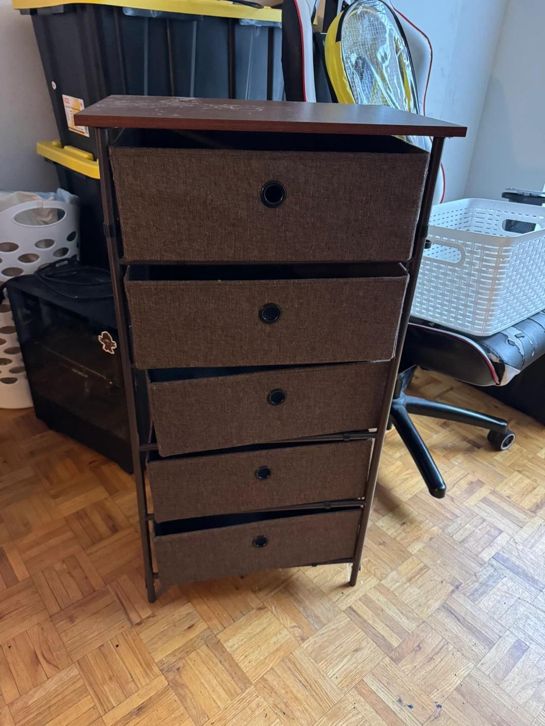 Brown Fabric Drawer Dresser
