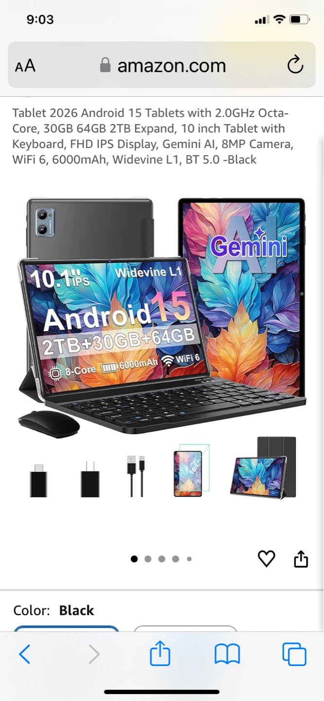 ⚽ Android 15 Tablet with Keyboard and Mouse - 10 inch FHD IPS