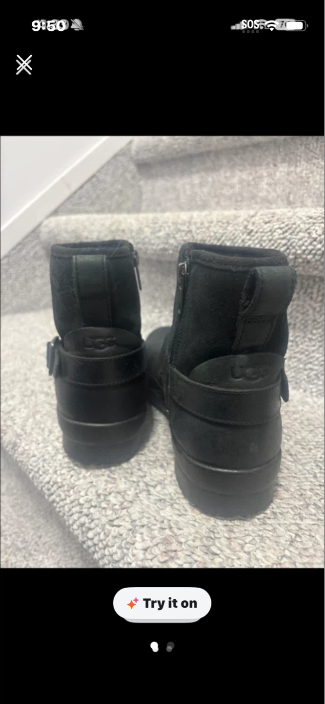UGG Black Suede Leather Boots size 7.5