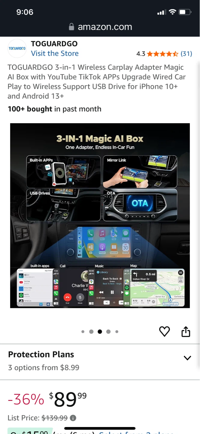 TOGUARDGO 3-in-1 Wireless CarPlay Adapter Magic AI Box - photo 2