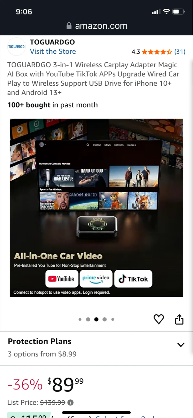 TOGUARDGO 3-in-1 Wireless CarPlay Adapter Magic AI Box - photo 3
