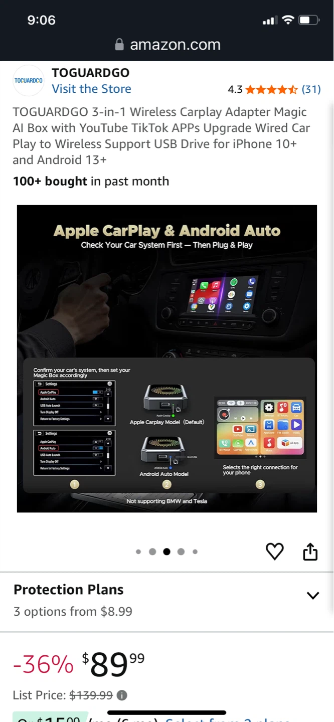 TOGUARDGO 3-in-1 Wireless CarPlay Adapter Magic AI Box - photo 4
