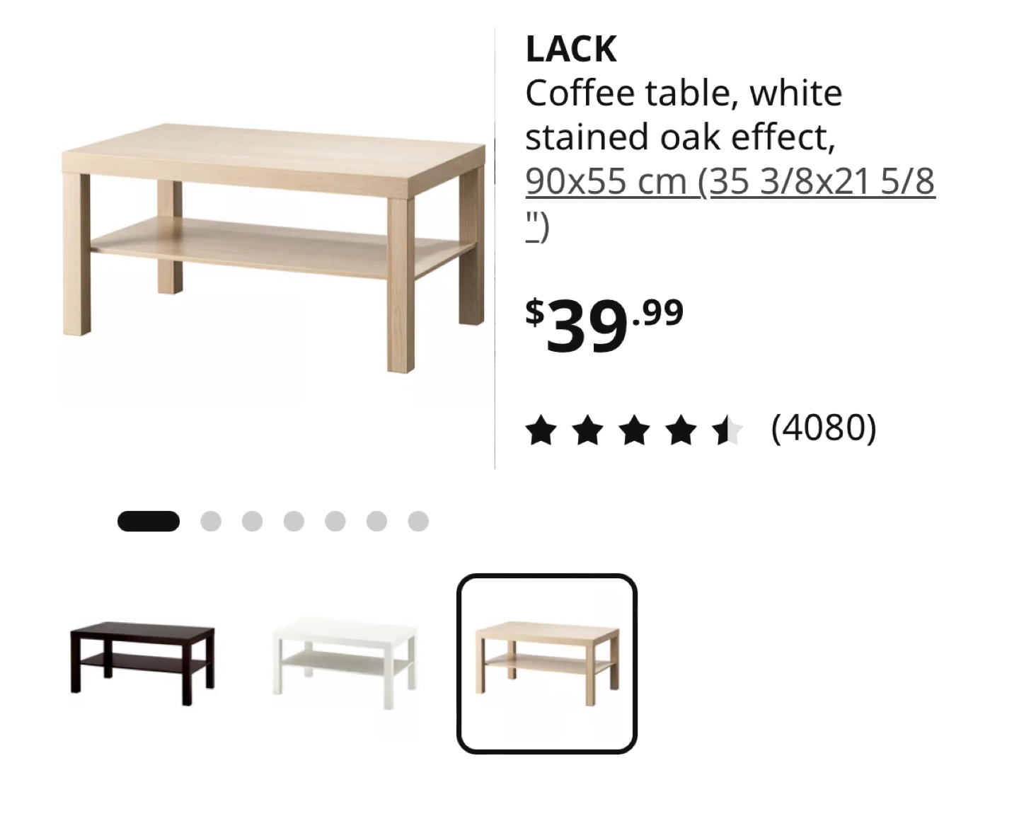 IKEA LACK Coffee Table - White Stained Oak - photo 3