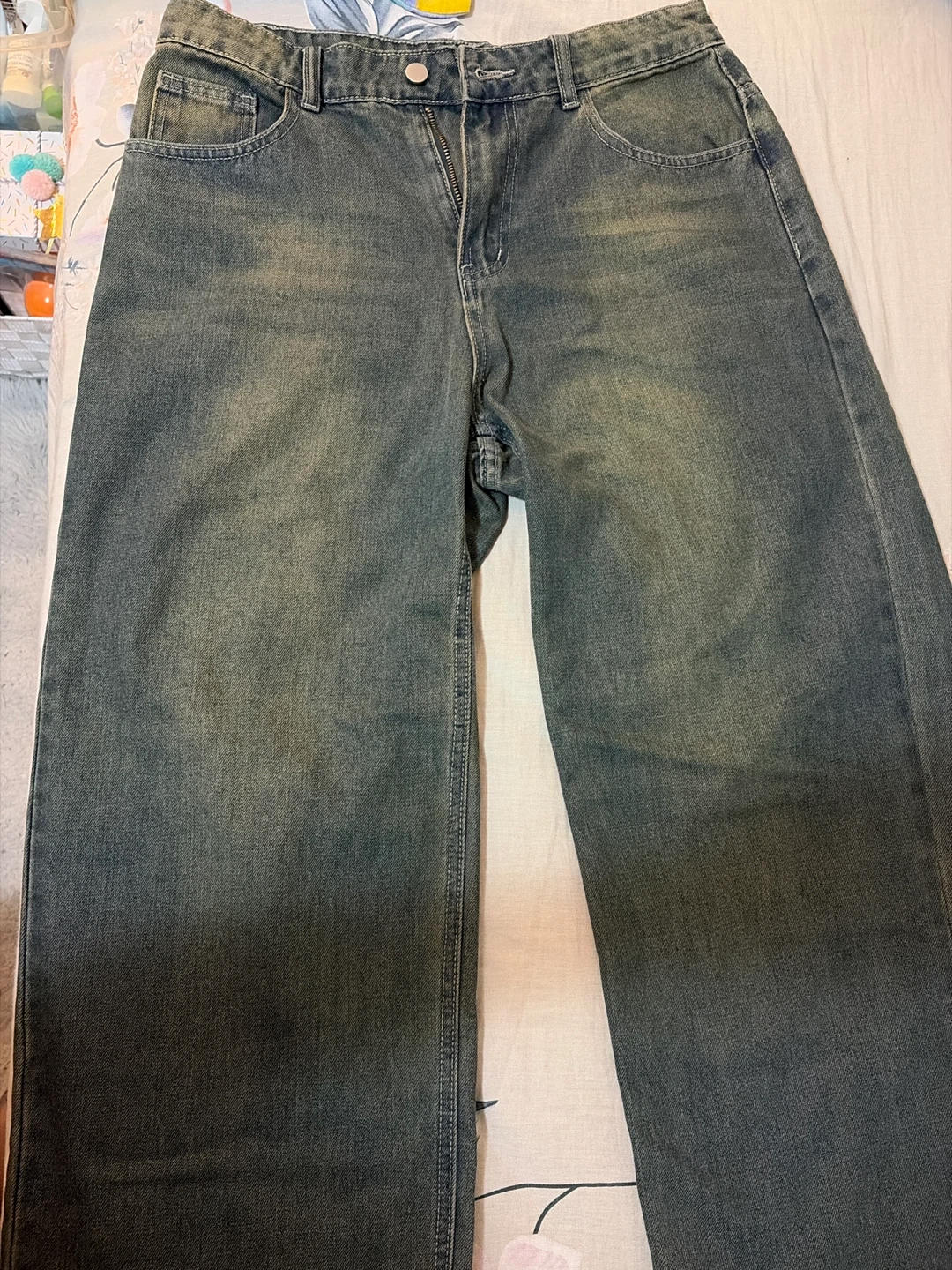 Washed Denim Baggy Jeans