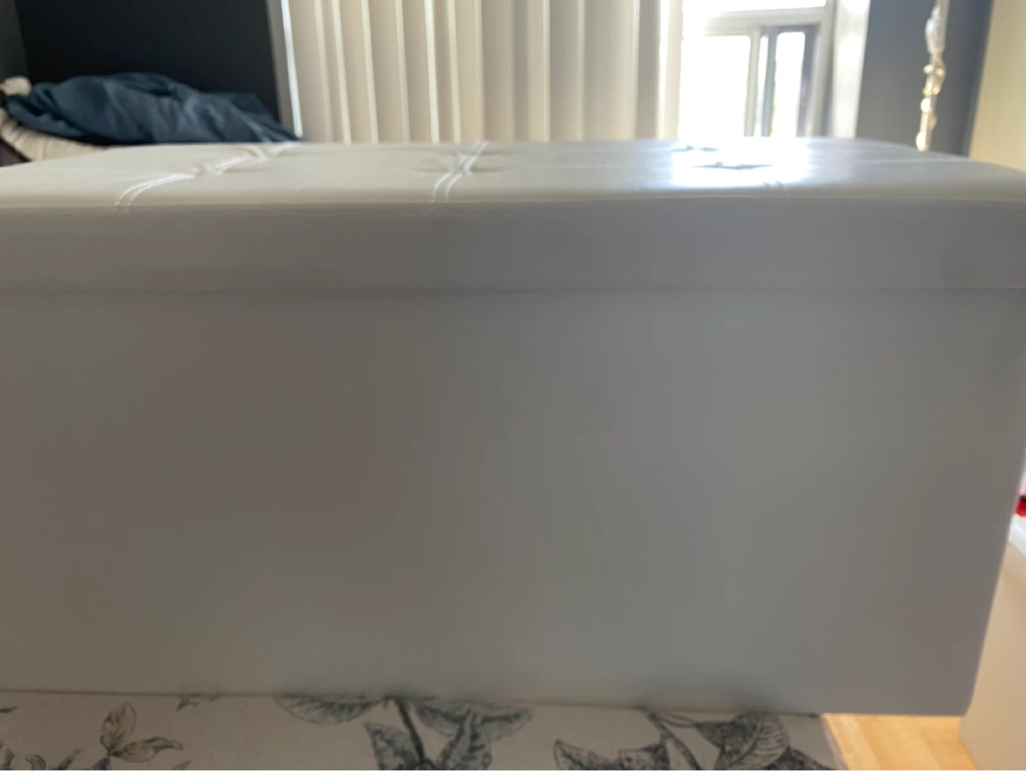 White Faux Leather Storage Ottoman Bench - photo 3