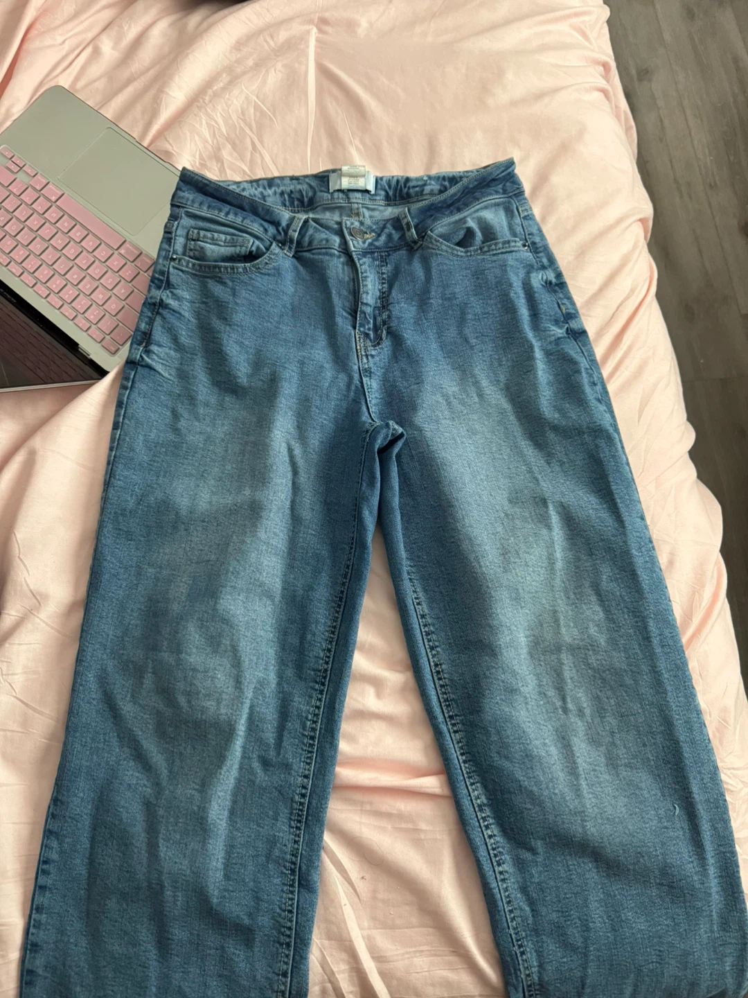 Blue Denim Wide Leg Jeans - photo 2