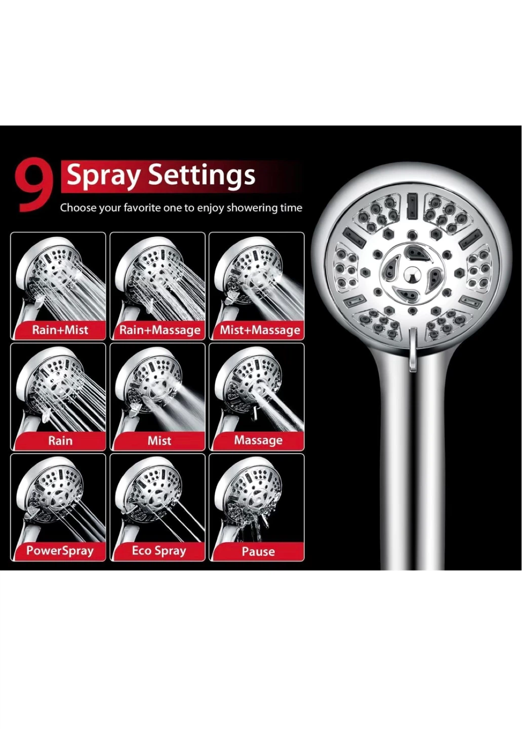 100%NEW HighPressureShowerHeadwHandheld GRICH 2-in-1 ShowerHead - photo 5