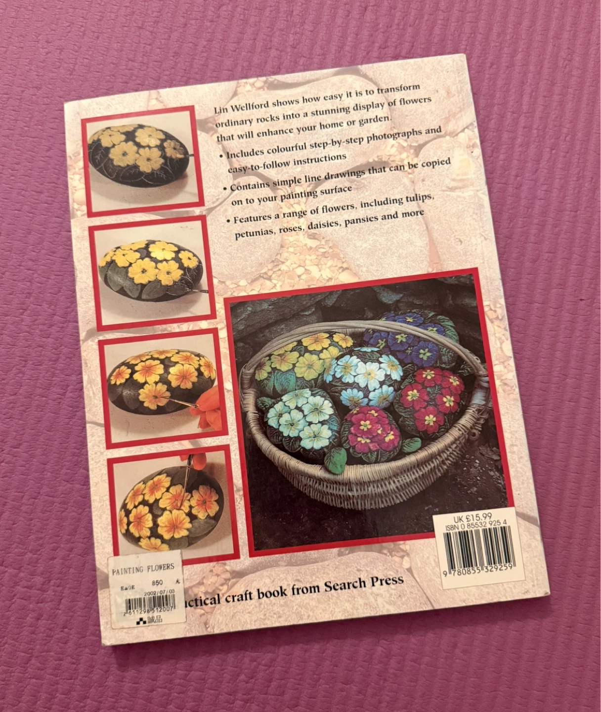 NEW⚽️Painting Flowers on Rocks by Lin Wellford - Craft Book - photo 5