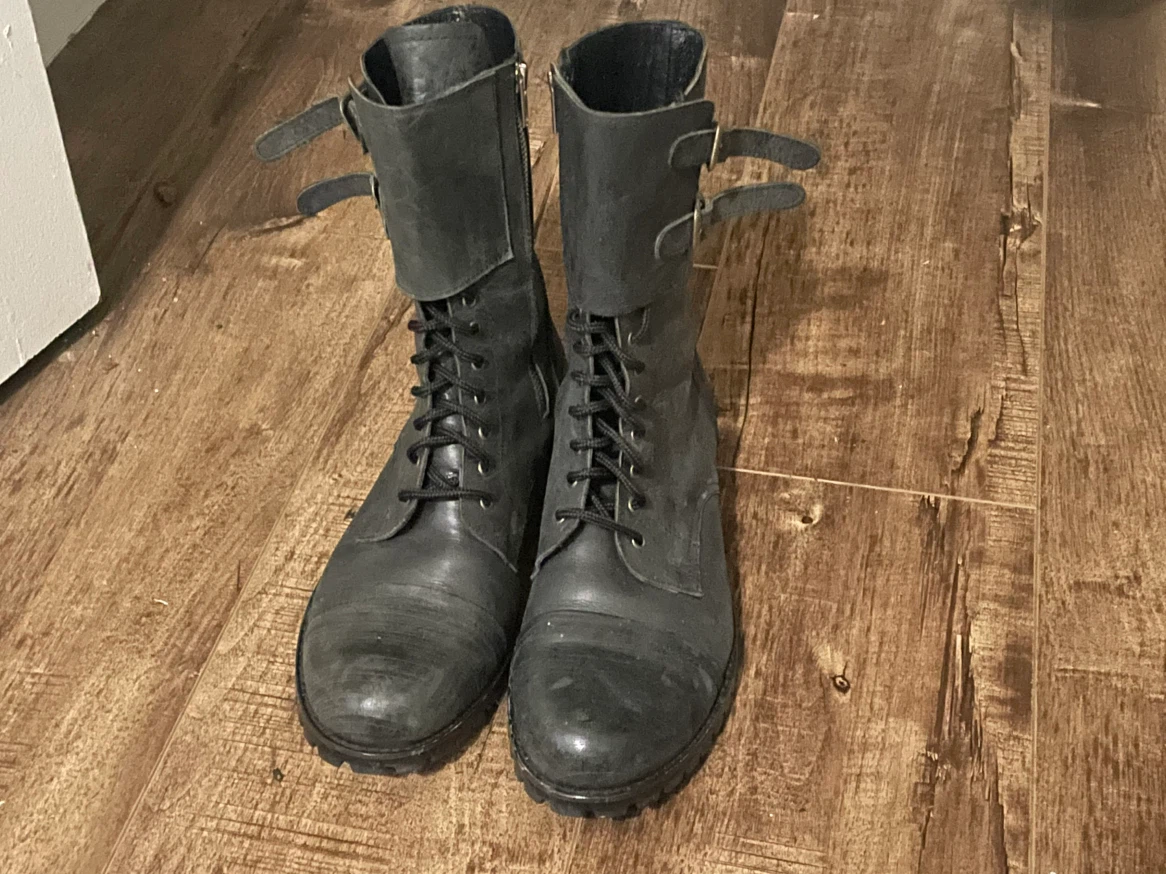 Black Leather Combat Boots