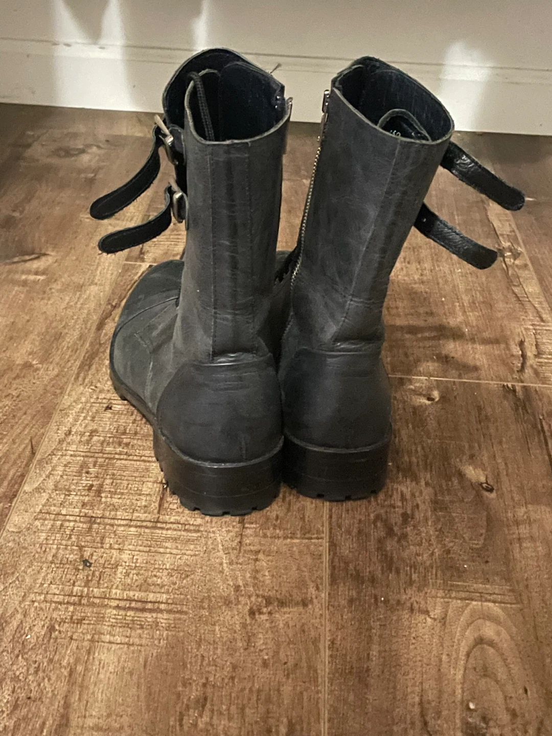 Black Leather Combat Boots - photo 3