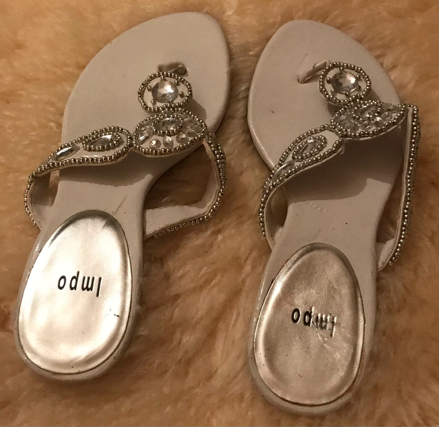 White Embellished Thong Sandals ⚽️ - photo 2