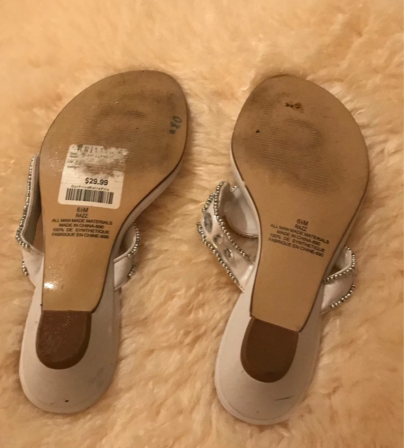White Embellished Thong Sandals ⚽️ - photo 4