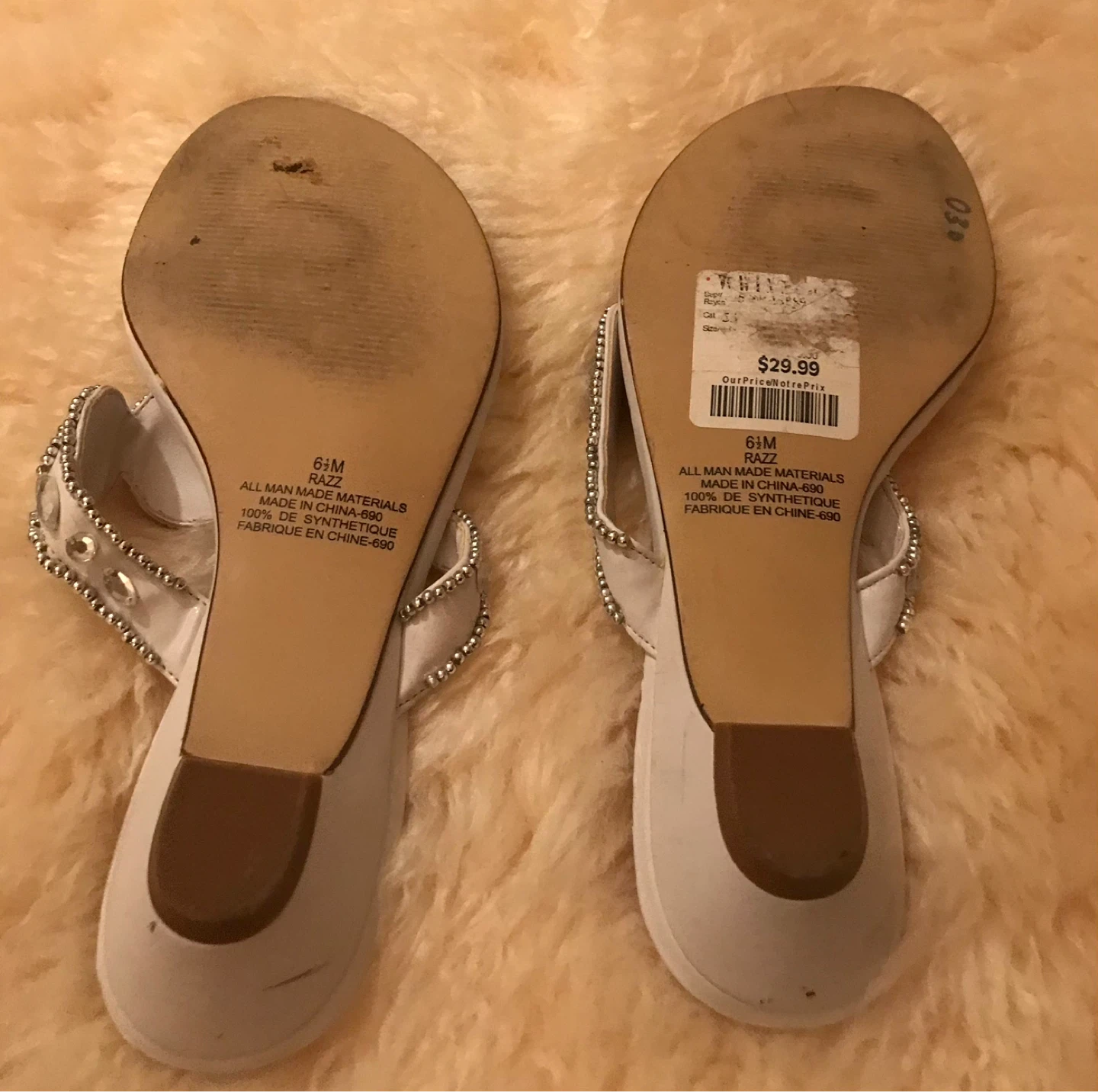 White Embellished Thong Sandals ⚽️ - photo 3