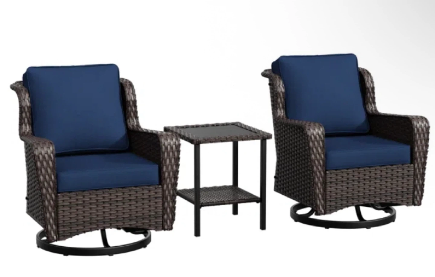 Swivel Rattan 3 piece patio set