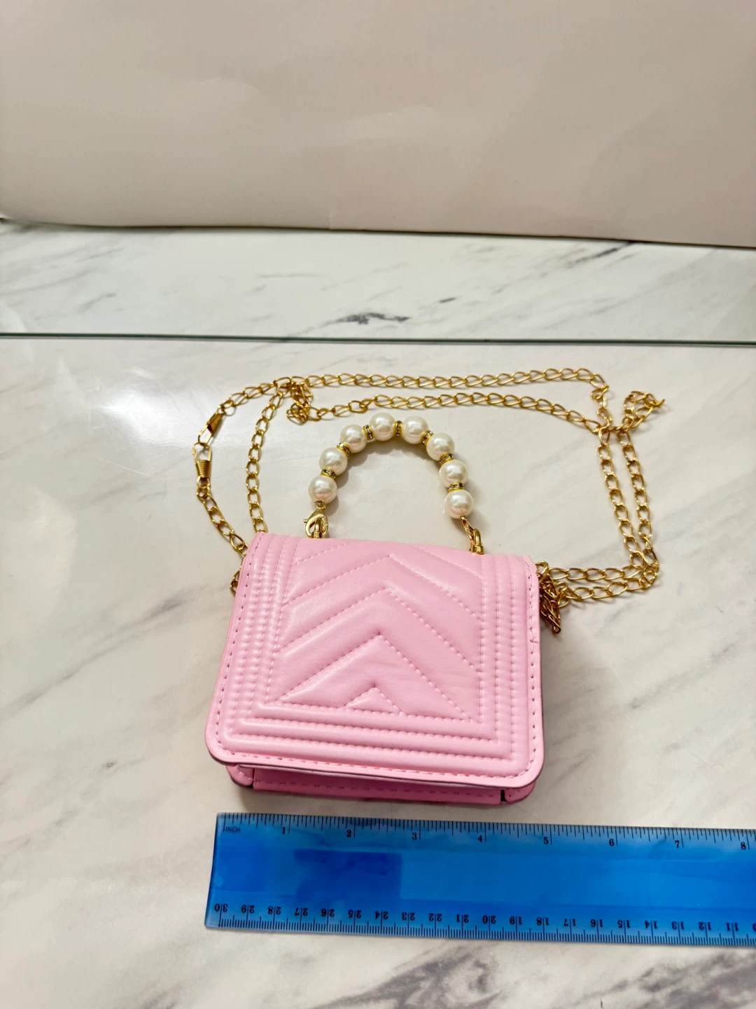 ⚽️Pink Mini Quilted Handbag with Pearl Handle - photo 2
