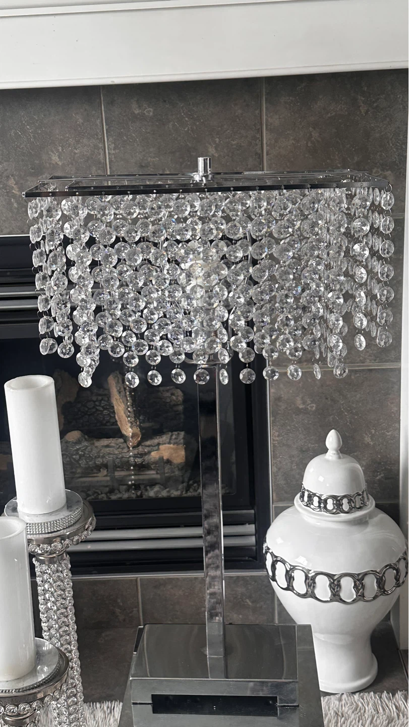 Crystal Chandelier Floor Lamp and Table Lamp Set - photo 4