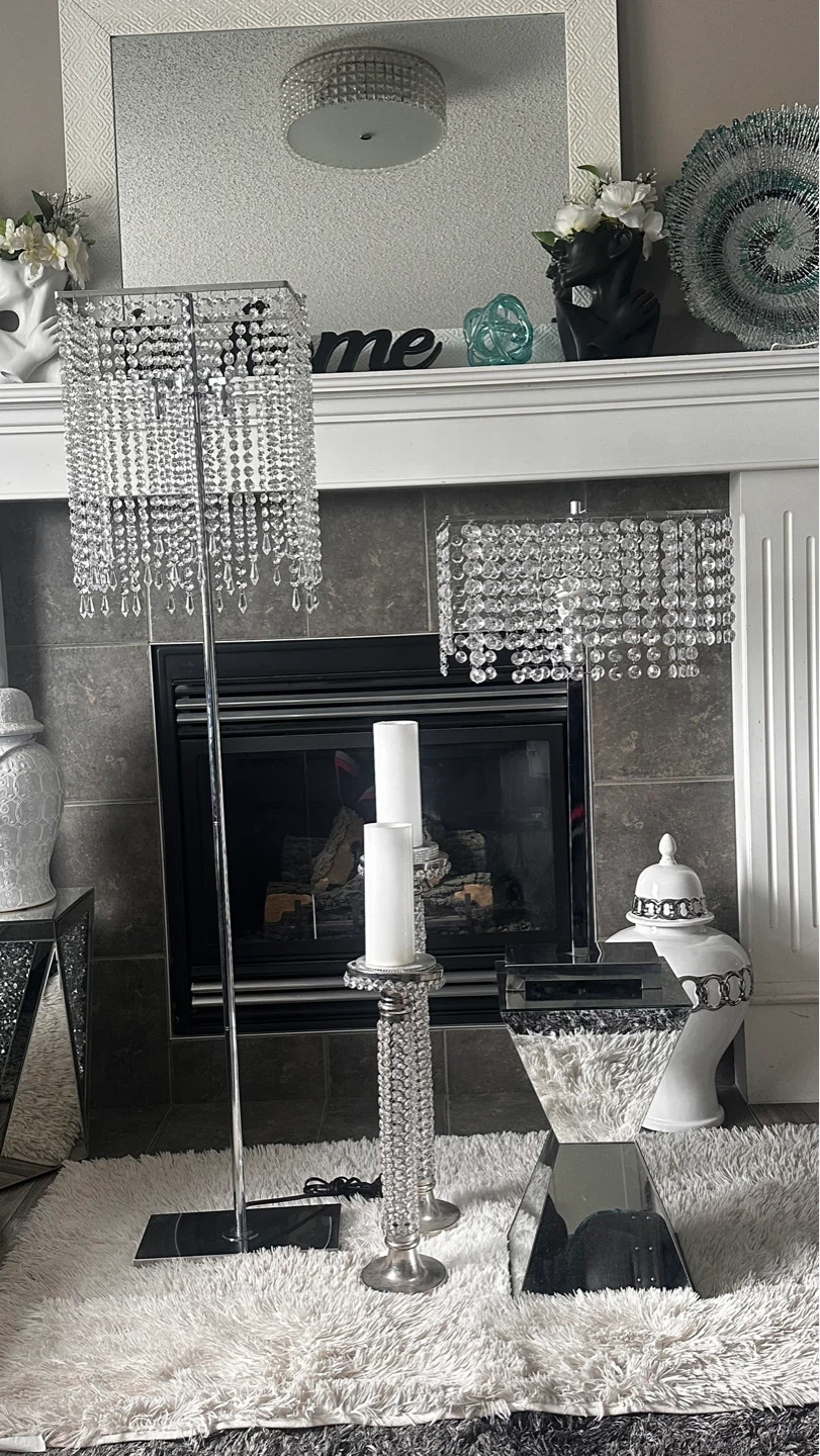 Crystal Chandelier Floor Lamp and Table Lamp Set