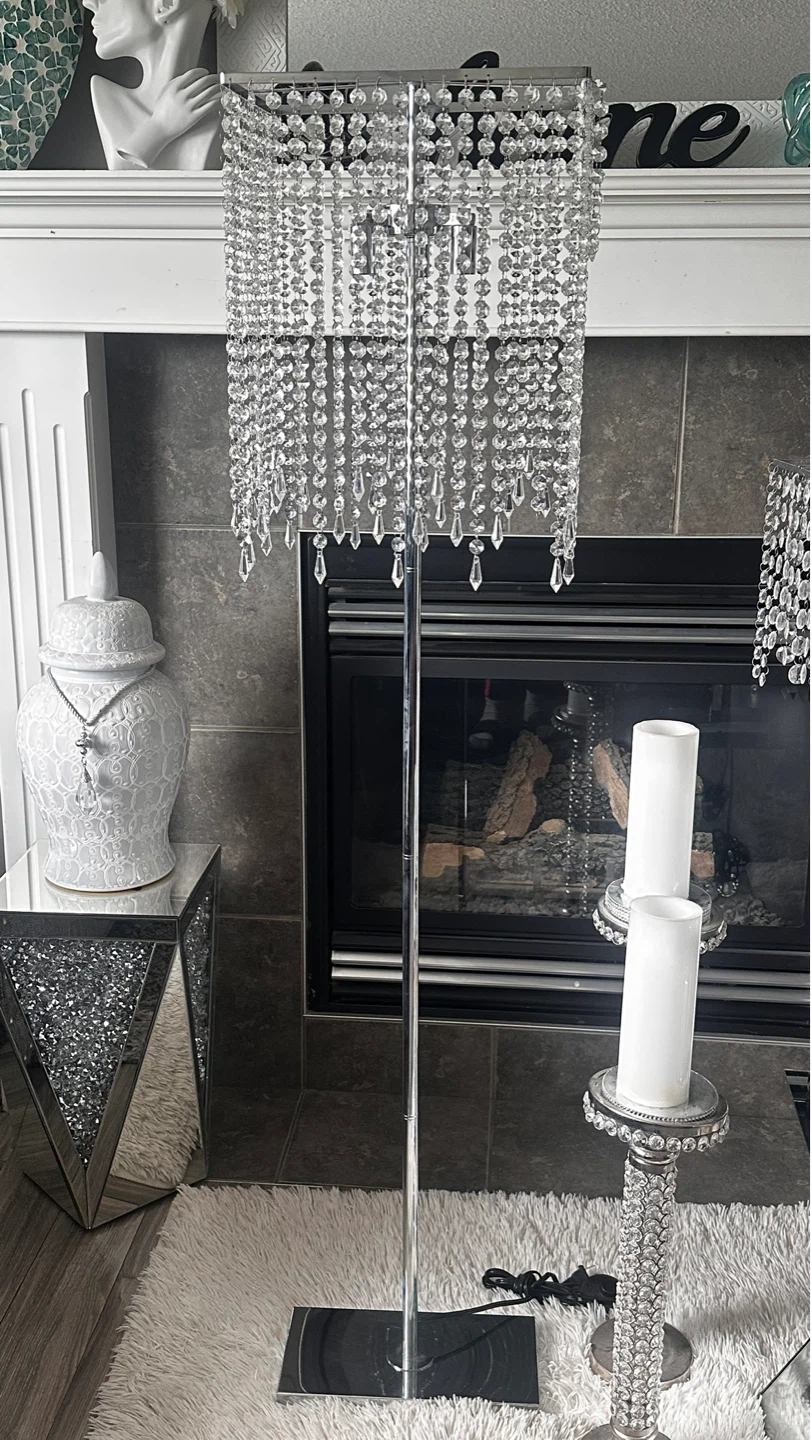 Crystal Chandelier Floor Lamp and Table Lamp Set - photo 3