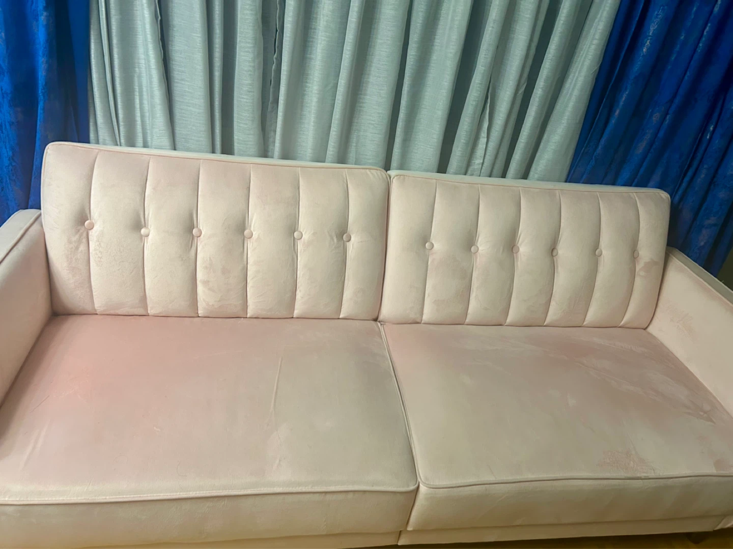 Pink Velvet Tufted Sofa
