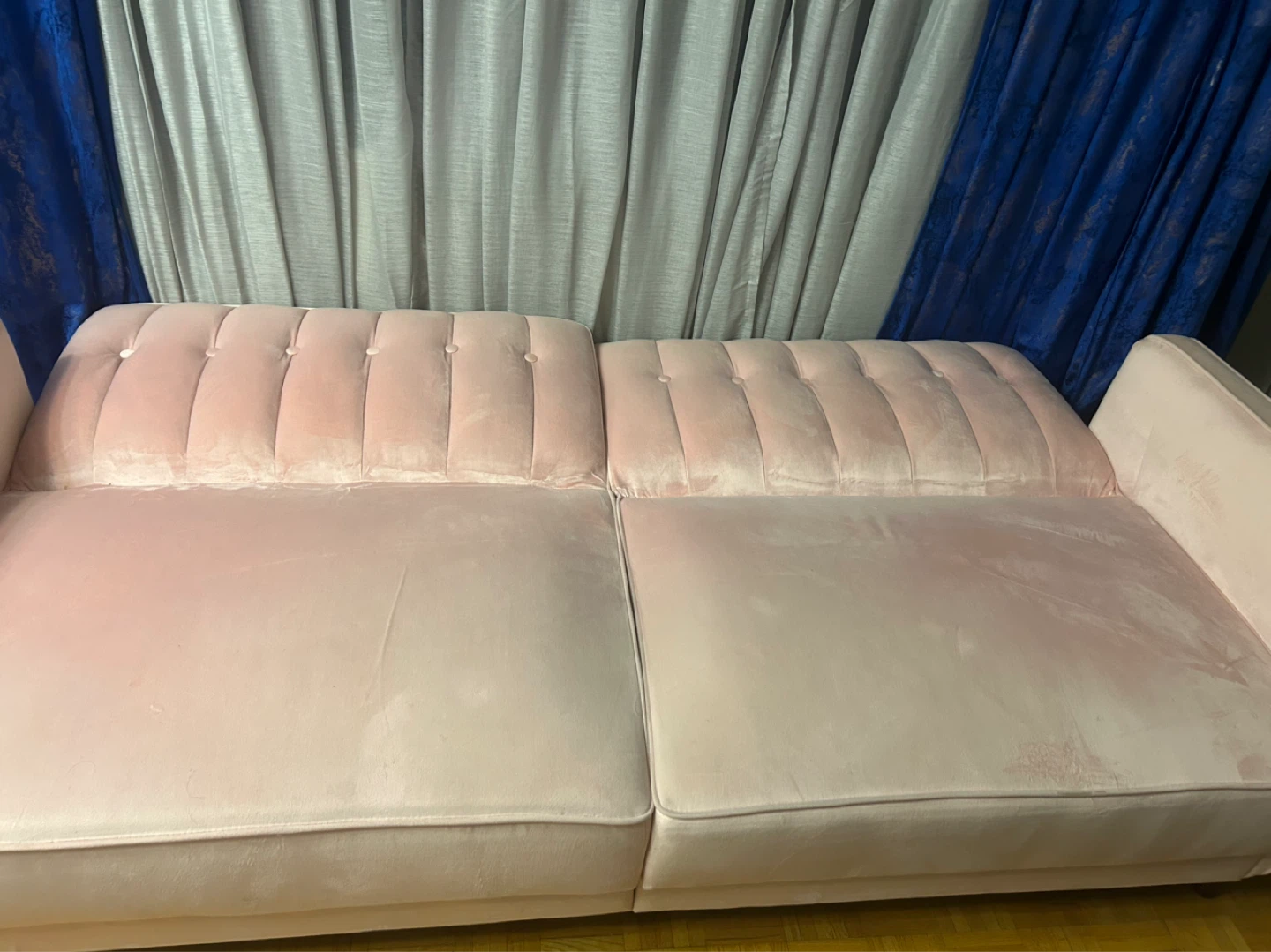 Pink Velvet Tufted Sofa - photo 2