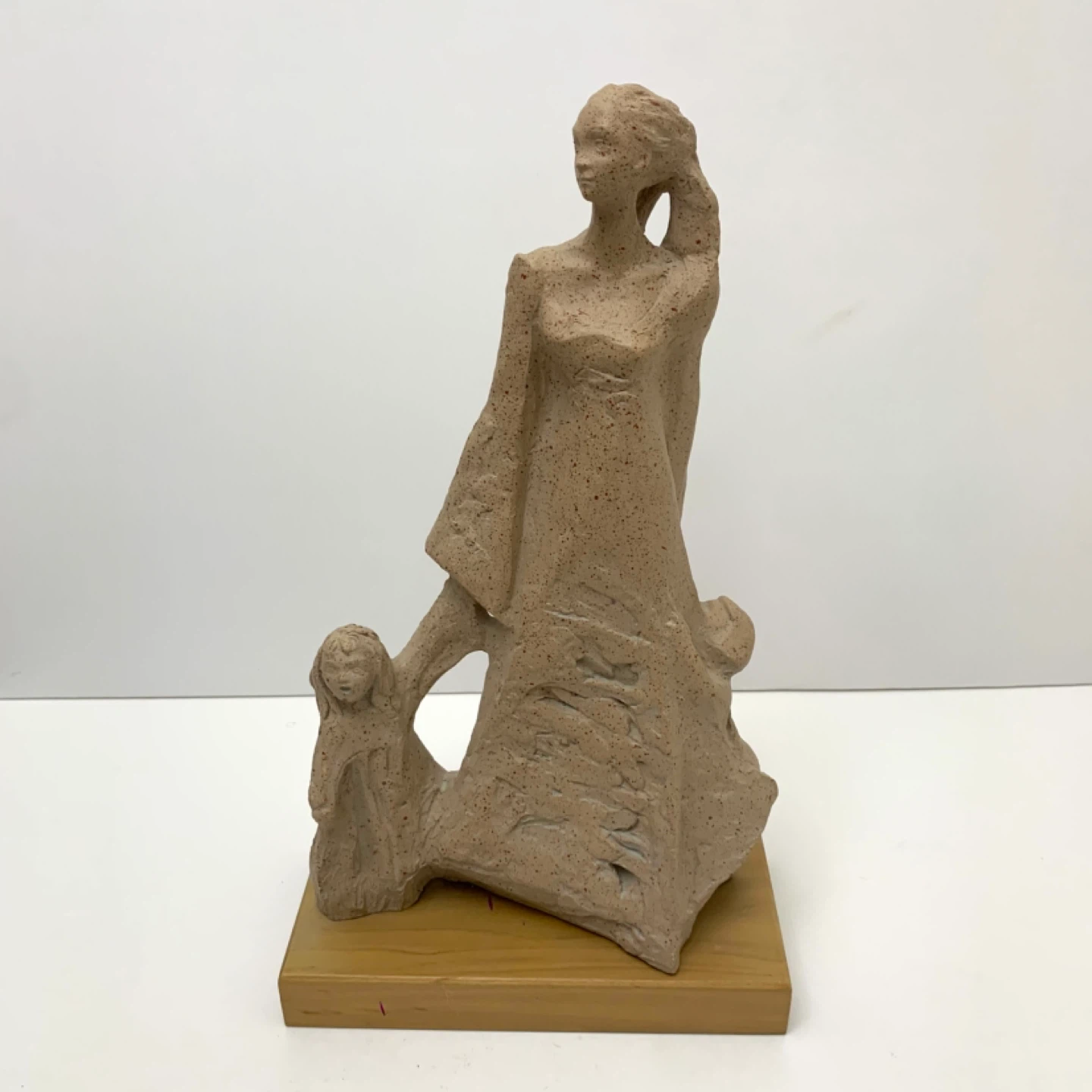 Mother Child Sculpture Clay Art Figurine Home Decor Statue