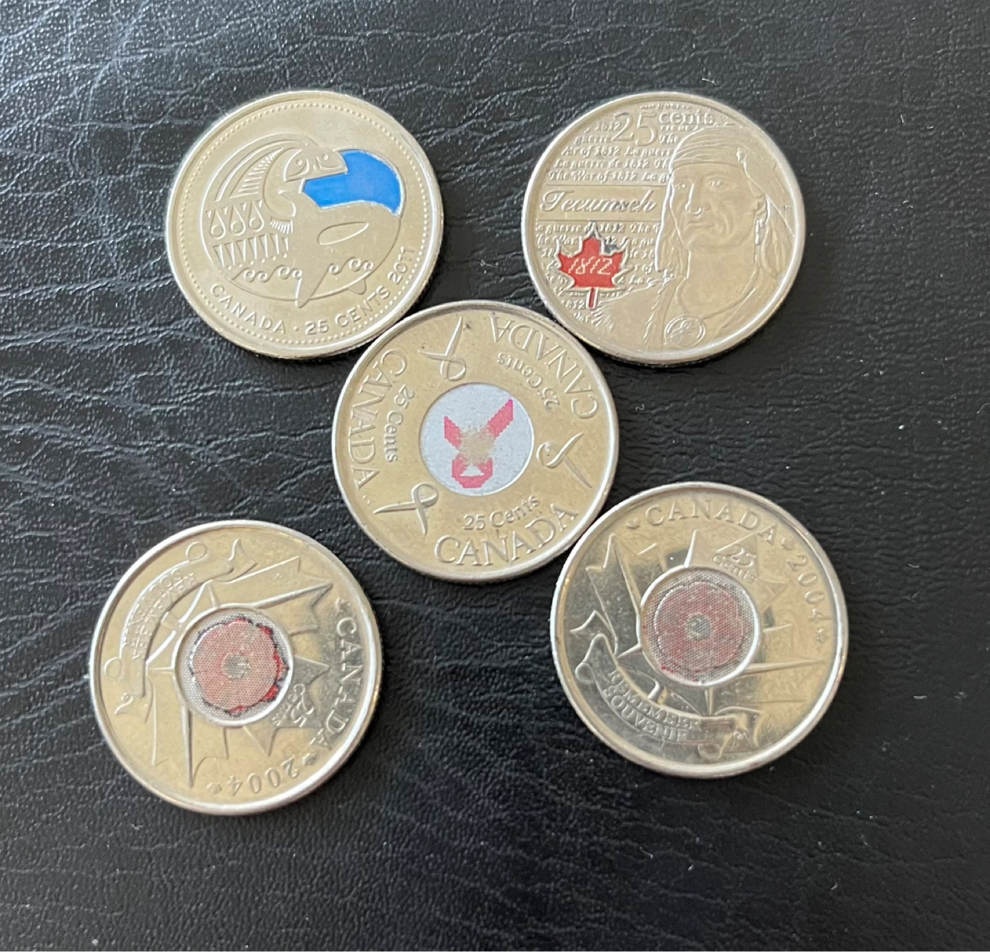 Difference dates Colourful 🇨🇦 Canadian 25 Cent Coins - photo 4