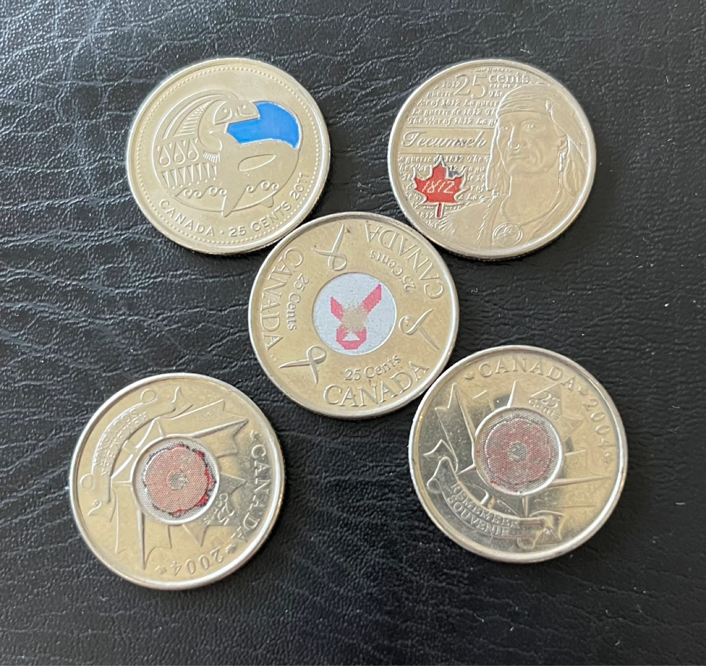 Difference dates Colourful 🇨🇦 Canadian 25 Cent Coins - photo 3