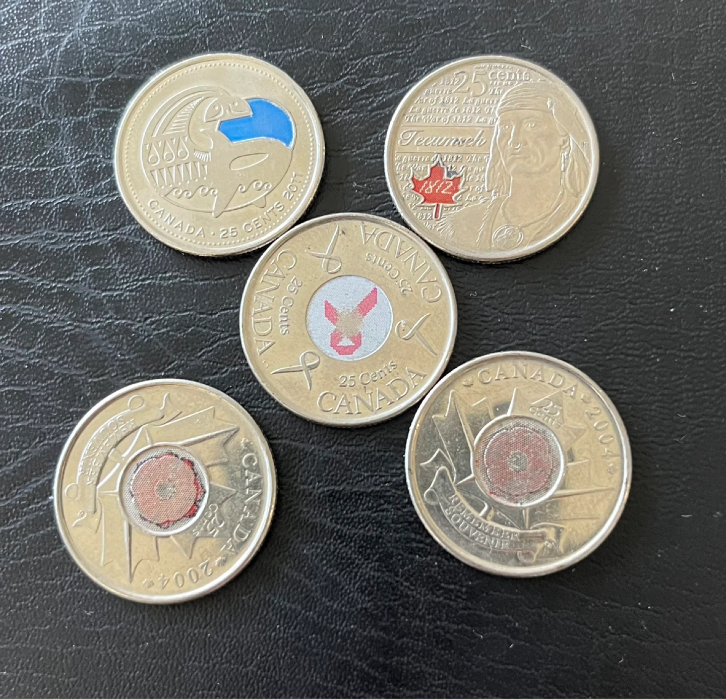 Difference dates Colourful 🇨🇦 Canadian 25 Cent Coins