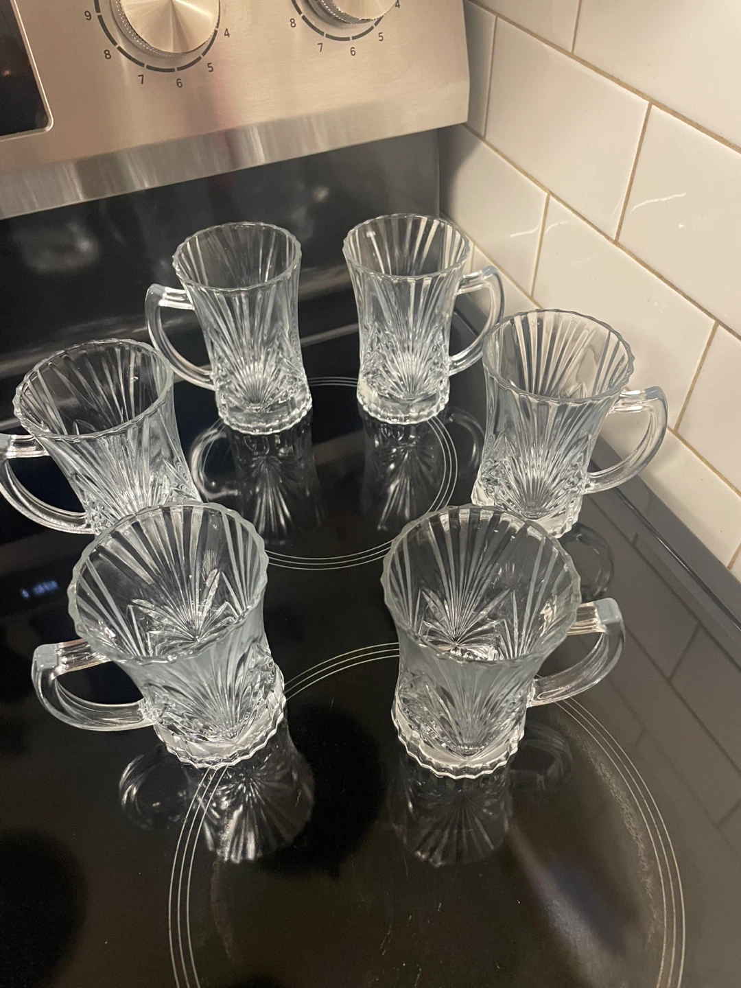 Set of 6 Clear Glass Tea Cups