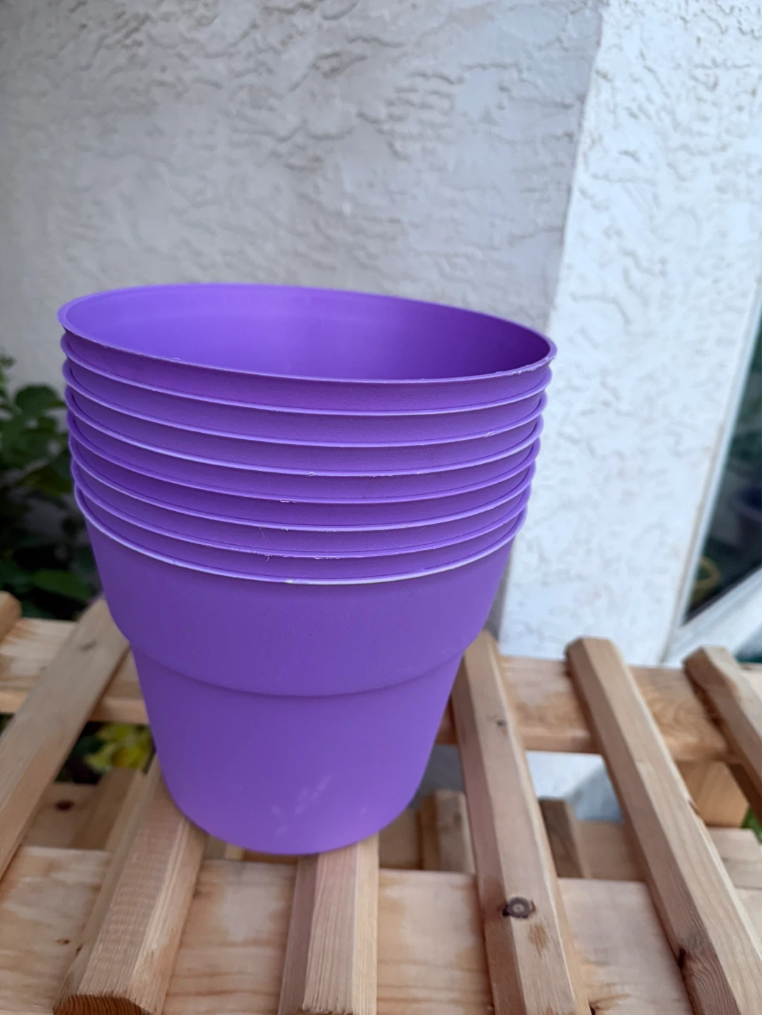 Purple Plastic Plant Pots (Set of 6)