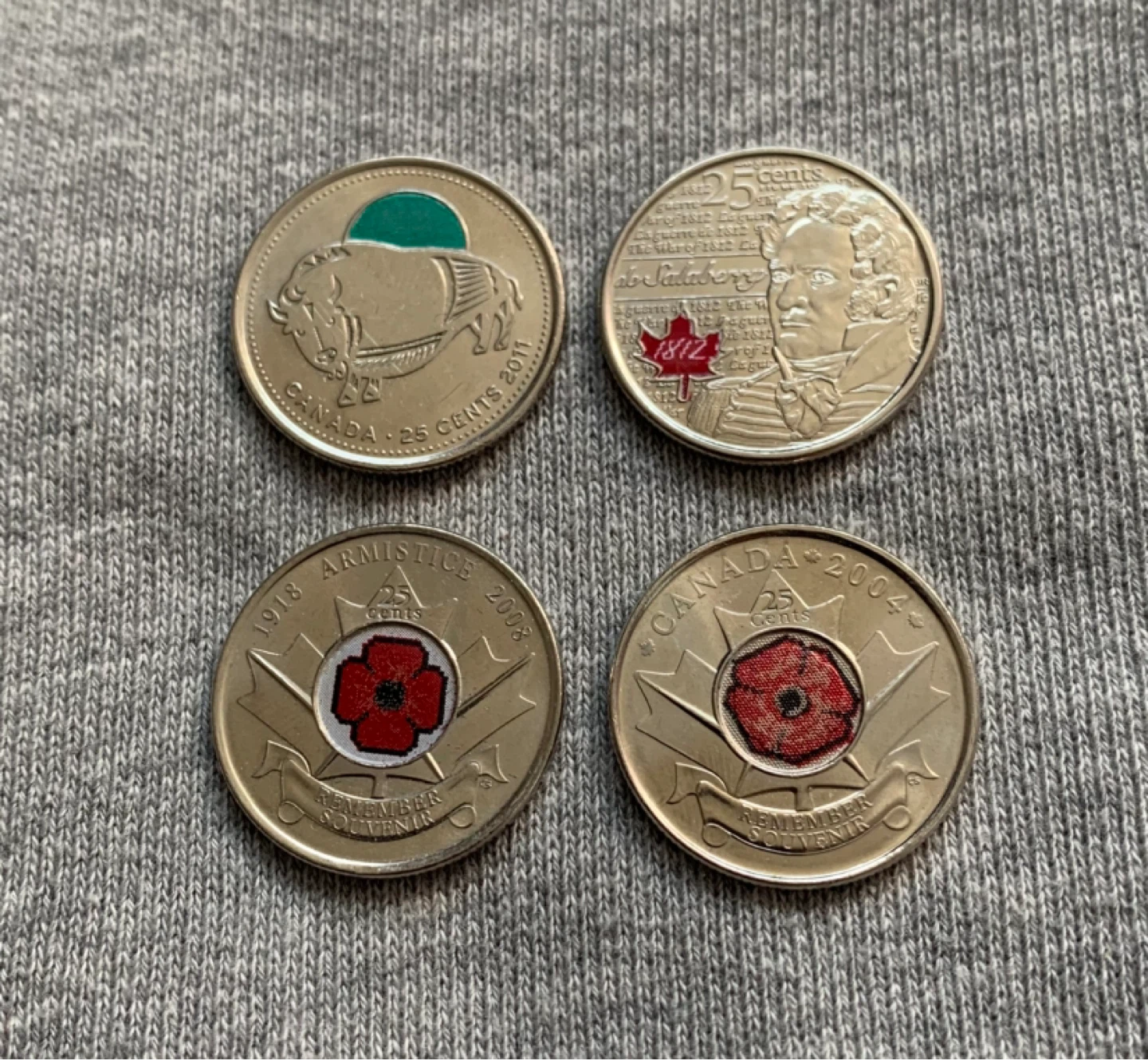 Commemorative Coloured Quarters $1 each