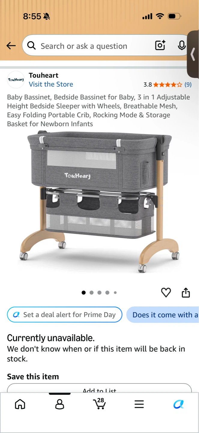 TouHeart Baby Bassinet Bedside Sleeper