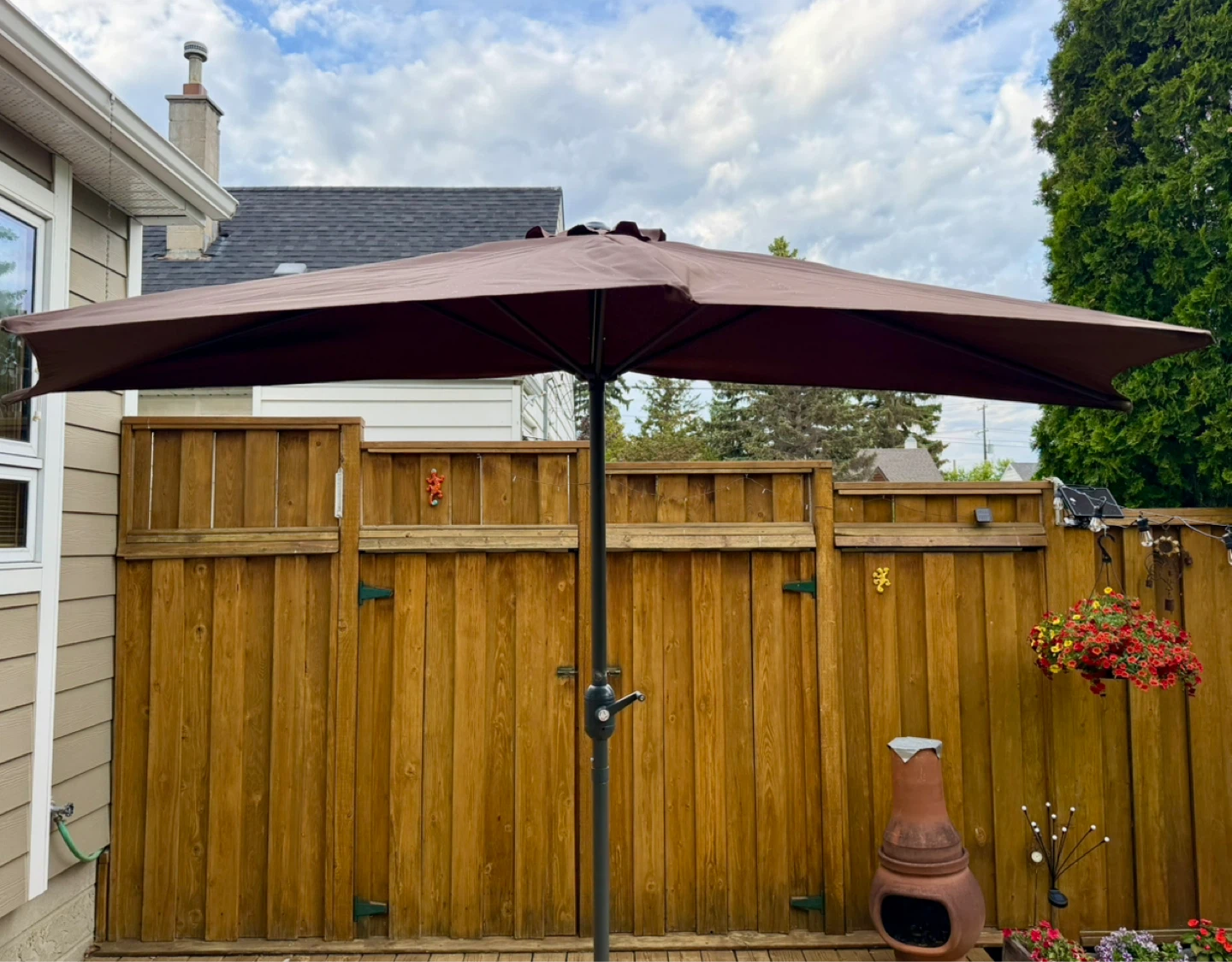 Brown Patio Umbrella with Base
