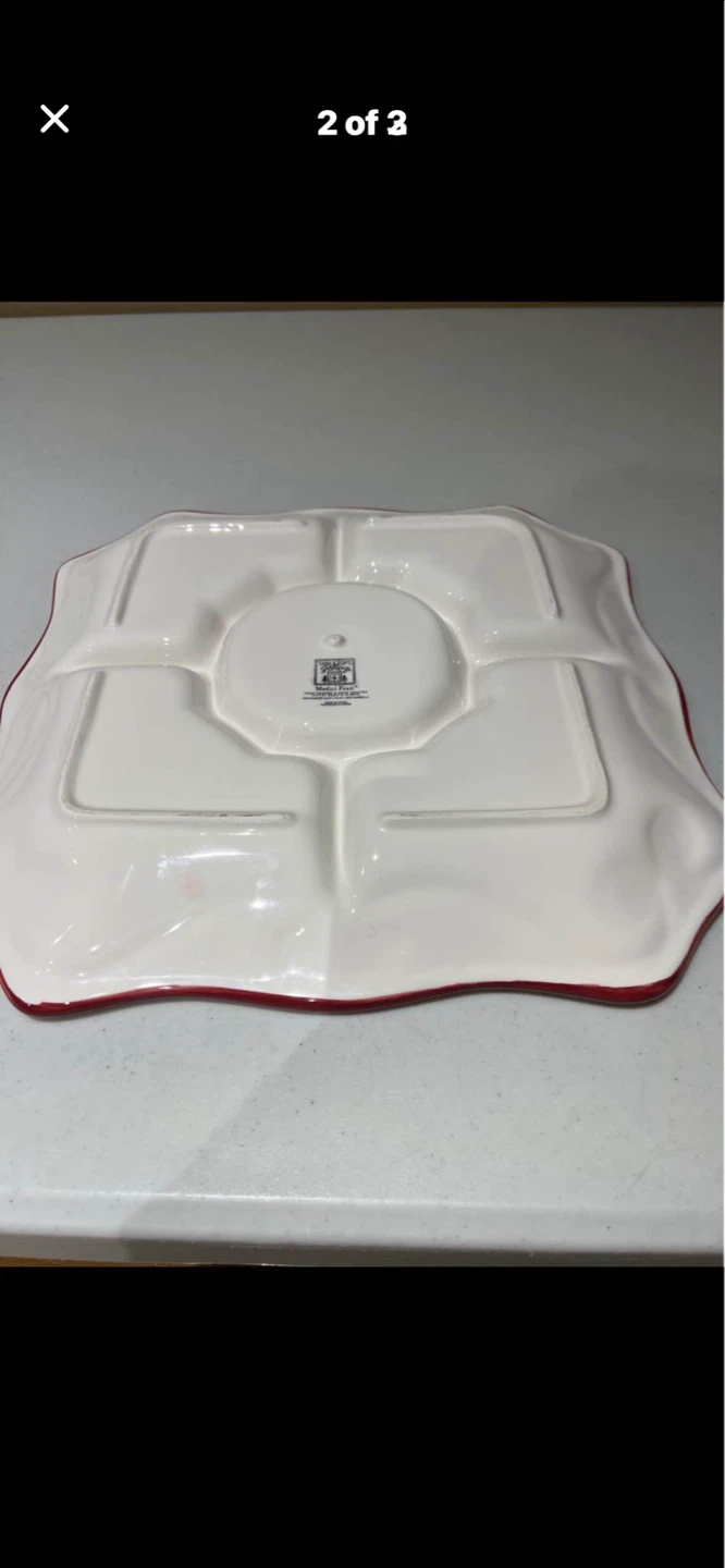 Ceramic Divided Serving Platter with Fruit Design - photo 2