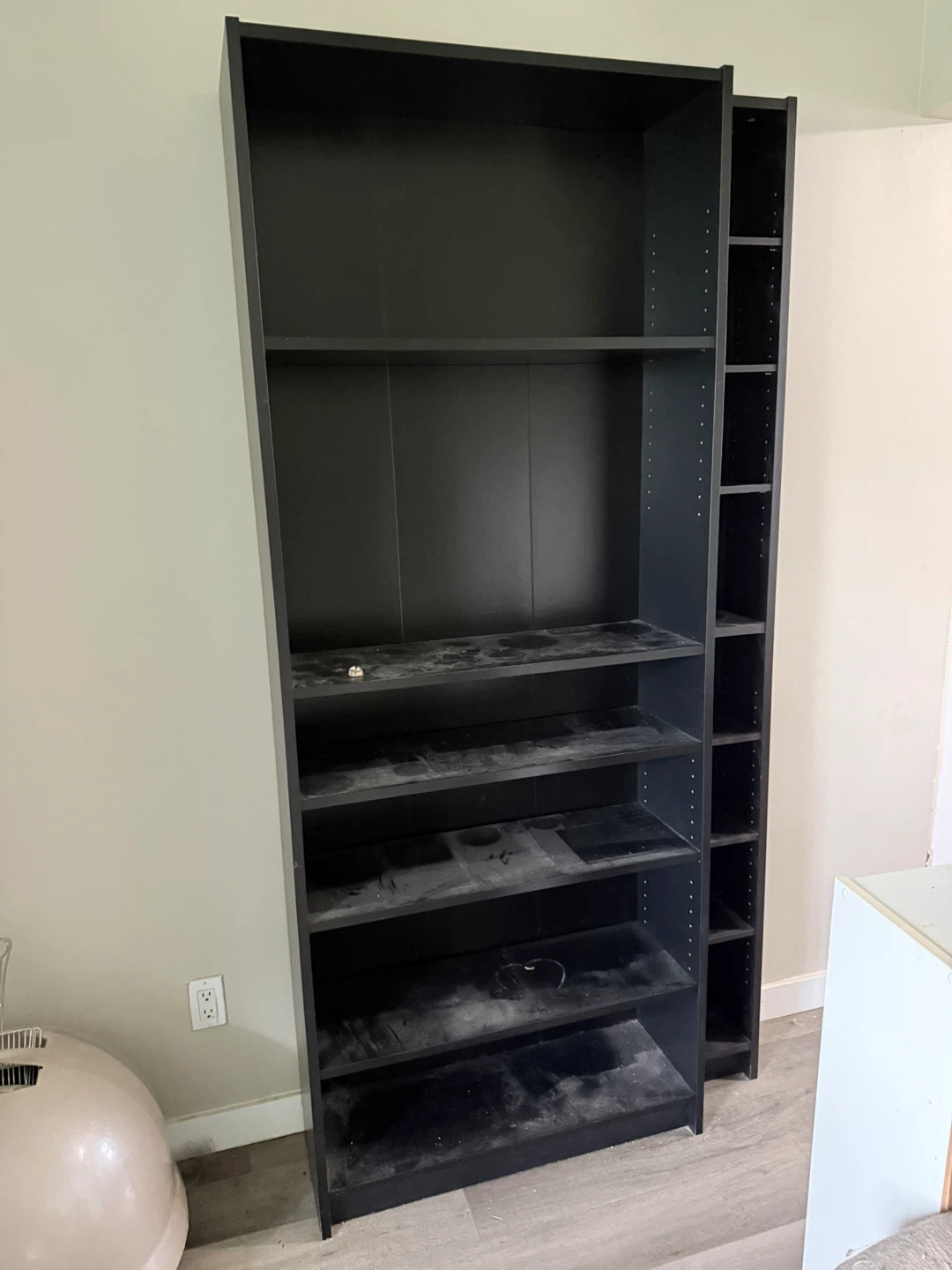Black Tall Bookcase with Side Shelving - photo 2