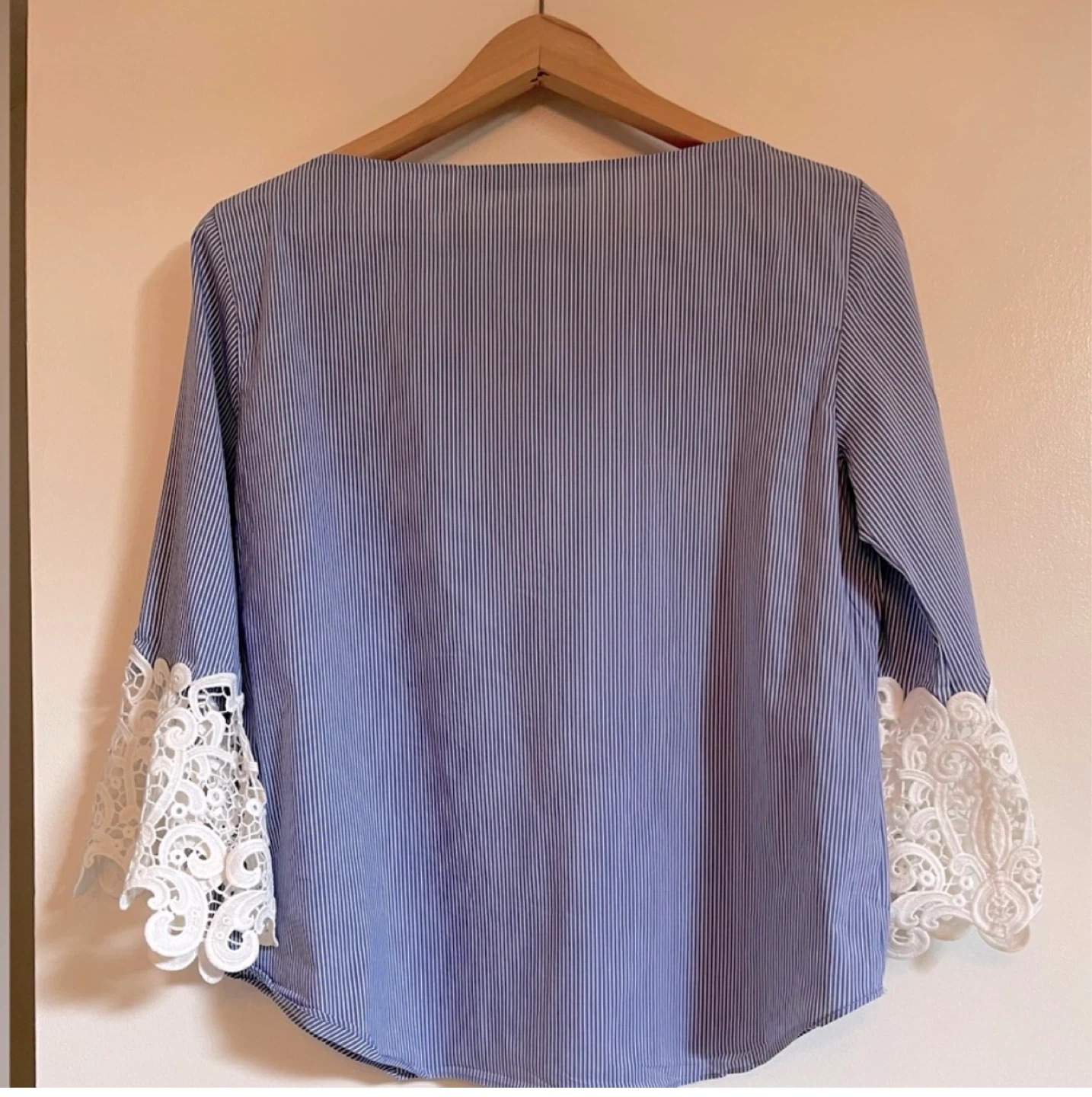 Zara Blue Stripe Top with Lace Cuffs ⚽ - photo 3