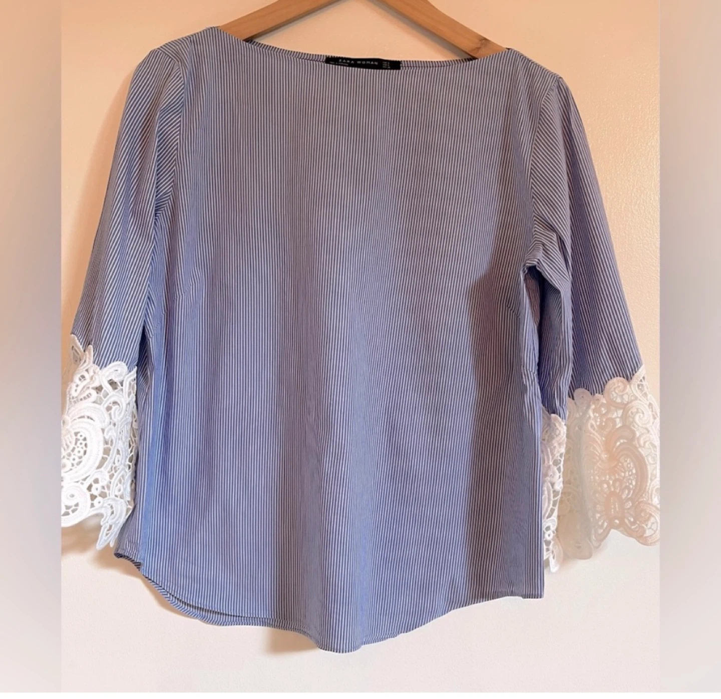 Zara Blue Stripe Top with Lace Cuffs ⚽ - photo 2