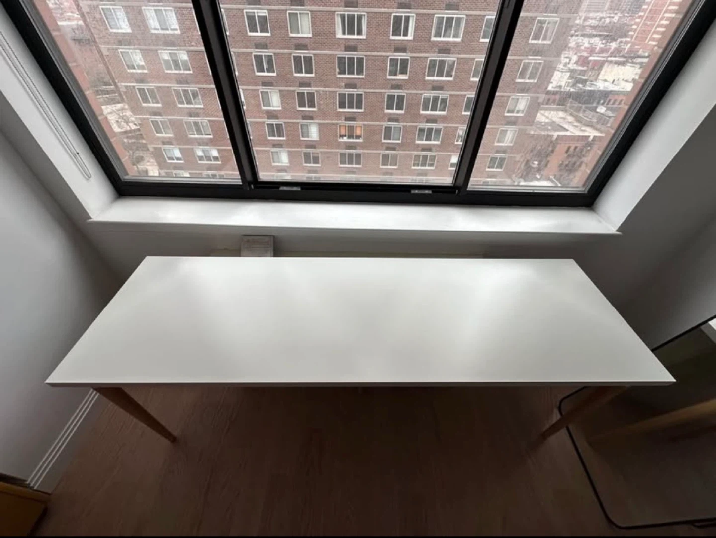 MOVING SALE - Large White Desk in with Wooden Legs