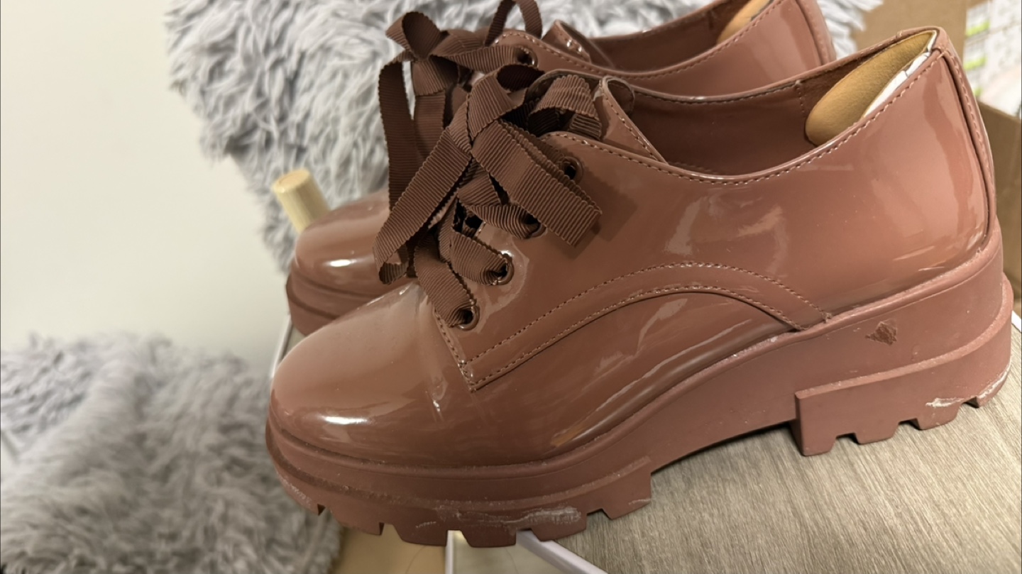 ALDO Brown Patent Lace-Up Oxford Shoes