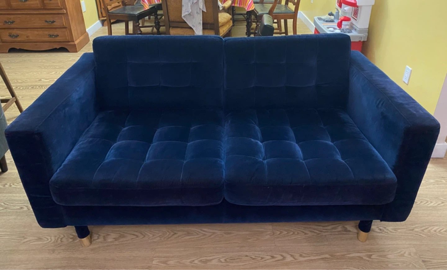 IKEA MORABO Dark Blue Velvet Loveseat Sofa (CAN DELIVER)